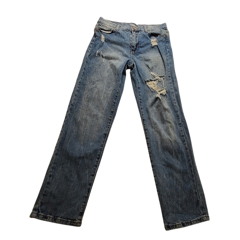 Jordache Girlfriend‎ Jeans Women's 14 Medium Wash Distressed Relaxed Fit Denim